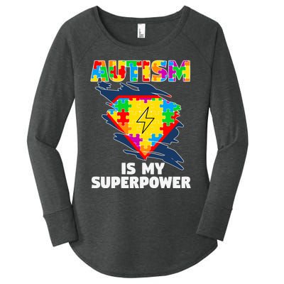 Autism Is My Super Power Superhero Gift Autism Awareness Funny Gift Women's Perfect Tri Tunic Long Sleeve Shirt