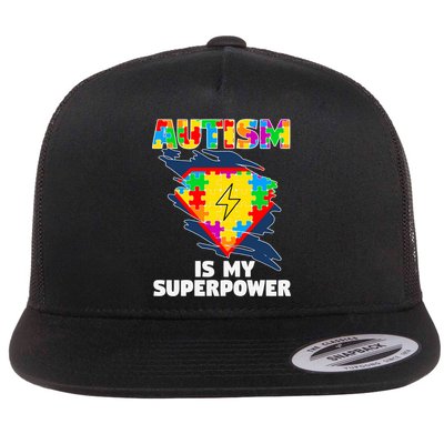 Autism Is My Super Power Superhero Gift Autism Awareness Funny Gift Flatbill Hat
