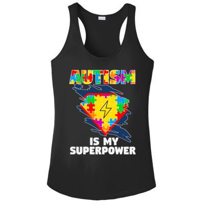 Autism Is My Super Power Superhero Gift Autism Awareness Funny Gift Ladies PosiCharge Competitor Racerback Tank