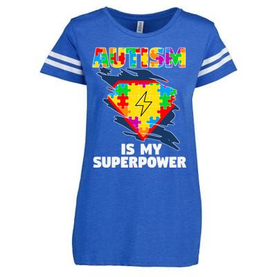 Autism Is My Super Power Superhero Gift Autism Awareness Funny Gift Enza Ladies Jersey Football T-Shirt