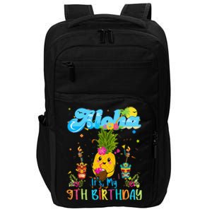 Aloha Its My 9th Birthday 9 Years Hawaiian Luau Candle Impact Tech Backpack