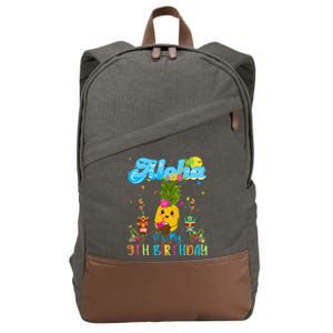 Aloha Its My 9th Birthday 9 Years Hawaiian Luau Candle Cotton Canvas Backpack