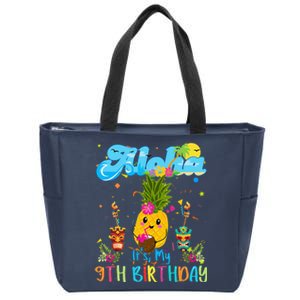 Aloha Its My 9th Birthday 9 Years Hawaiian Luau Candle Zip Tote Bag