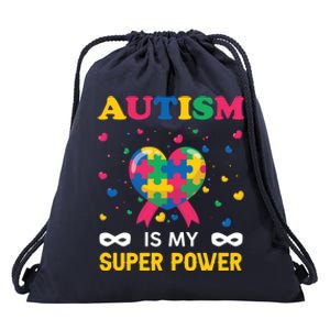 Autism Is My Super Power Autism Day Love Puzzle Support Cute Gift Drawstring Bag