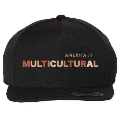 America Is Multicultural Positive Message Cool Gift Usa Gift Wool Snapback Cap