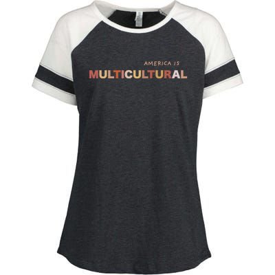 America Is Multicultural Positive Message Cool Gift Usa Gift Enza Ladies Jersey Colorblock Tee