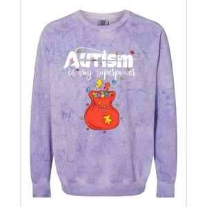 Autism Is My Superpower Superhero Meaningful Gift Autism Awareness Cute Gift Colorblast Crewneck Sweatshirt