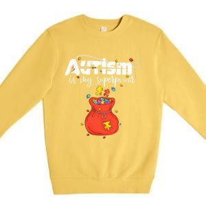 Autism Is My Superpower Superhero Meaningful Gift Autism Awareness Cute Gift Premium Crewneck Sweatshirt