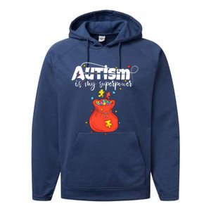 Autism Is My Superpower Superhero Meaningful Gift Autism Awareness Cute Gift Performance Fleece Hoodie