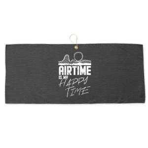 Airtime Is My Happy Time I Funny Rollercoaster Enthusiast Design Large Microfiber Waffle Golf Towel