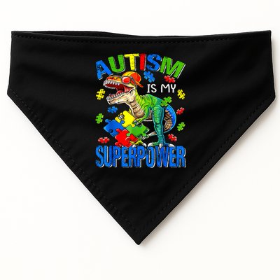 Autism Is My Superpower Autism Awareness Dinosaur USA-Made Doggie Bandana