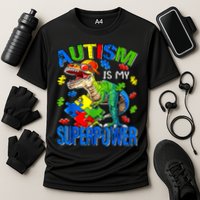 Autism Is My Superpower Autism Awareness Dinosaur Cooling Performance Crew T-Shirt