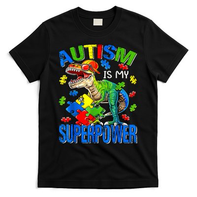 Autism Is My Superpower Autism Awareness Dinosaur T-Shirt