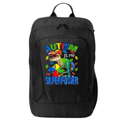 Autism Is My Superpower Autism Awareness Dinosaur City Backpack