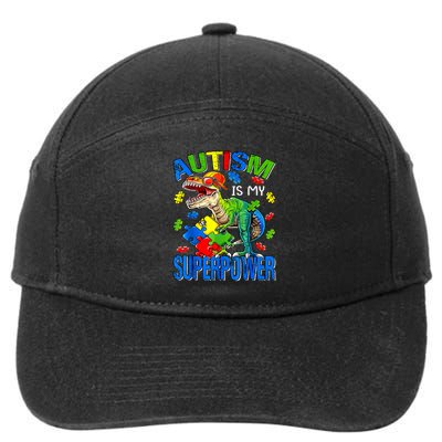 Autism Is My Superpower Autism Awareness Dinosaur 7-Panel Snapback Hat