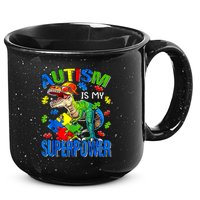 Autism Is My Superpower Autism Awareness Dinosaur 15oz Campfire Ceramic Mug
