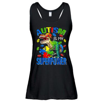Autism Is My Superpower Autism Awareness Dinosaur Ladies Essential Flowy Tank