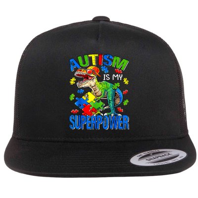 Autism Is My Superpower Autism Awareness Dinosaur Flatbill Hat