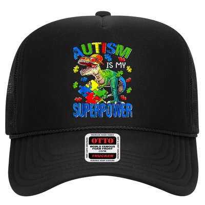 Autism Is My Superpower Autism Awareness Dinosaur Trucker Hat
