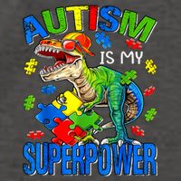 Autism Is My Superpower Autism Awareness Dinosaur Vector Backpack