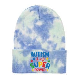 Autism Is My Super Power Autistic Gift Tie Dye 12in Knit Beanie