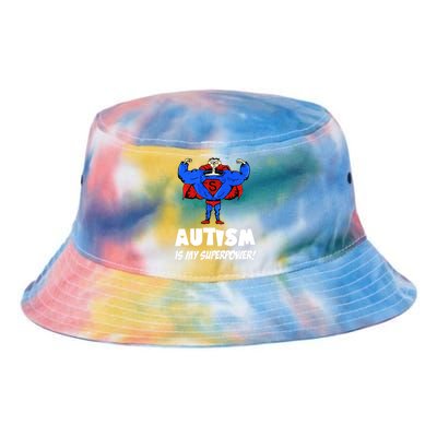 Autism Is My Super Power Hero Tie Dye Newport Bucket Hat