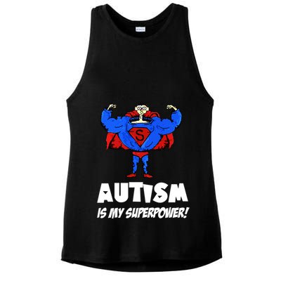Autism Is My Super Power Hero Ladies PosiCharge Tri-Blend Wicking Tank