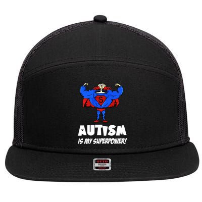 Autism Is My Super Power Hero 7 Panel Mesh Trucker Snapback Hat