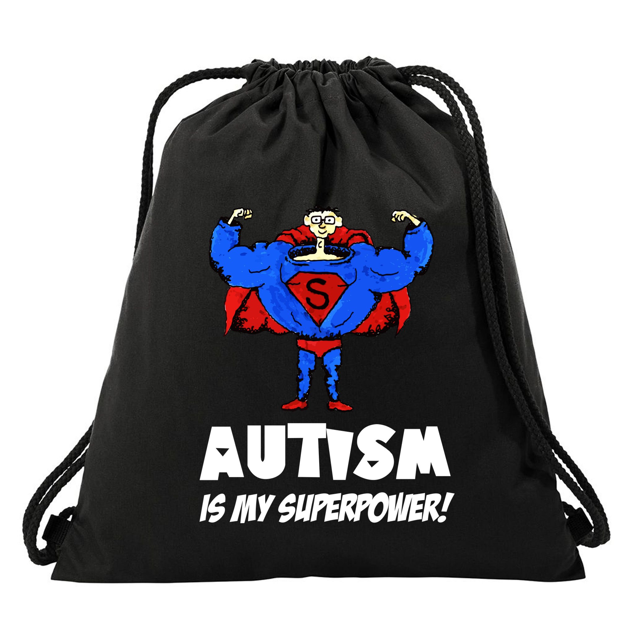 Autism Is My Super Power Hero Drawstring Bag