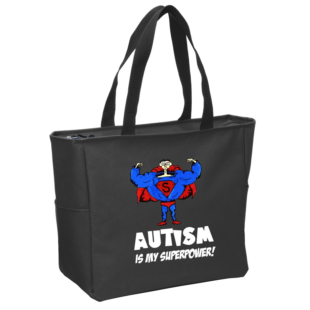 Autism Is My Super Power Hero Zip Tote Bag