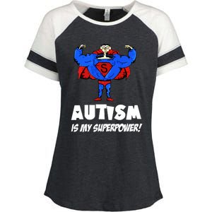 Autism Is My Super Power Hero Enza Ladies Jersey Colorblock Tee