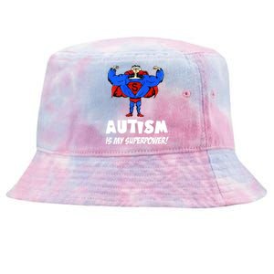 Autism Is My Super Power Hero Tie-Dyed Bucket Hat