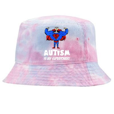 Autism Is My Super Power Hero Tie-Dyed Bucket Hat