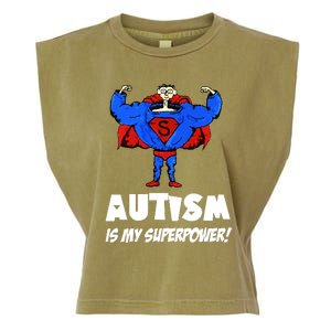 Autism Is My Super Power Hero Garment-Dyed Women's Muscle Tee