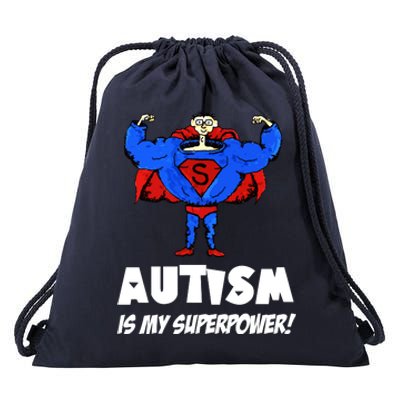 Autism Is My Super Power Hero Drawstring Bag