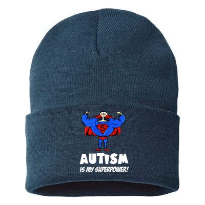 Autism Is My Super Power Hero Sustainable Knit Beanie