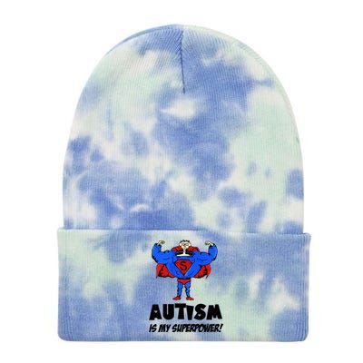 Autism Is My Super Power Hero Tie Dye 12in Knit Beanie