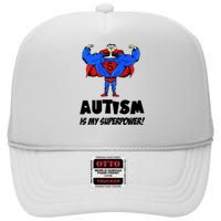 Autism Is My Super Power Hero High Crown Mesh Back Trucker Hat