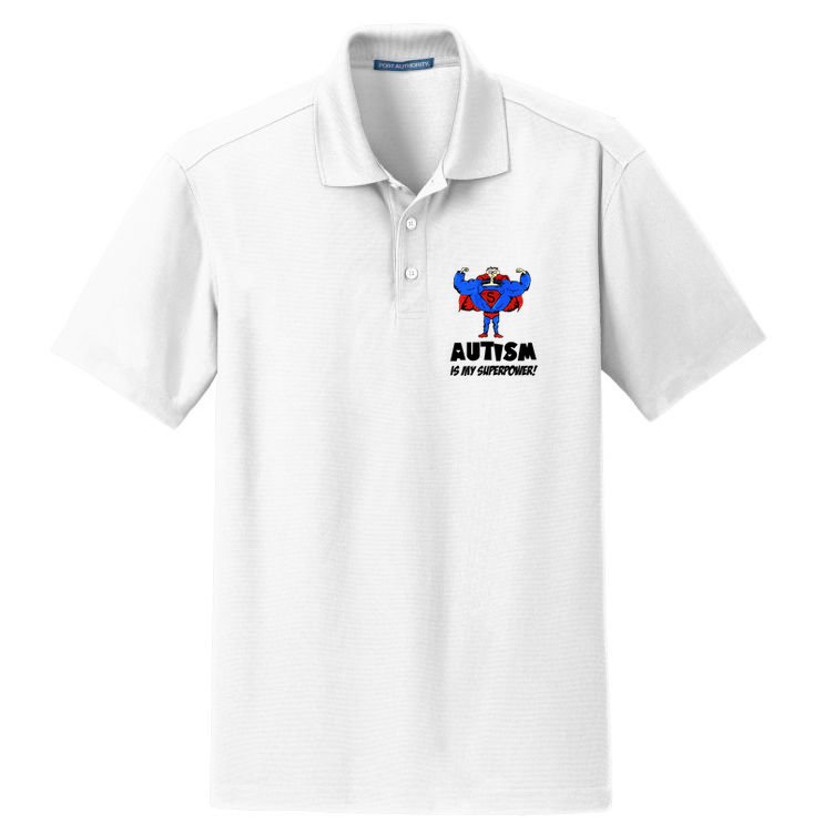 Autism Is My Super Power Hero Dry Zone Grid Polo