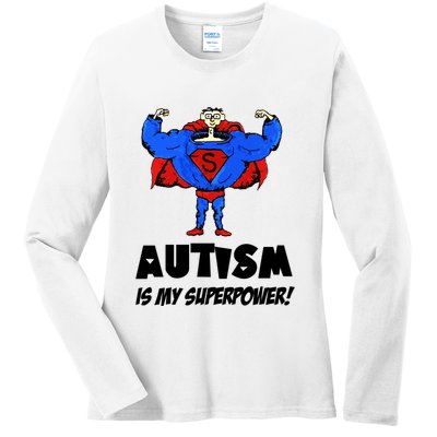 Autism Is My Super Power Hero Ladies Long Sleeve Shirt