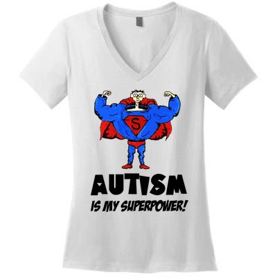 Autism Is My Super Power Hero Women's V-Neck T-Shirt