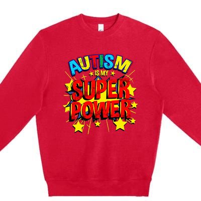 Autism Is My Superpower Autism Awareness Premium Crewneck Sweatshirt