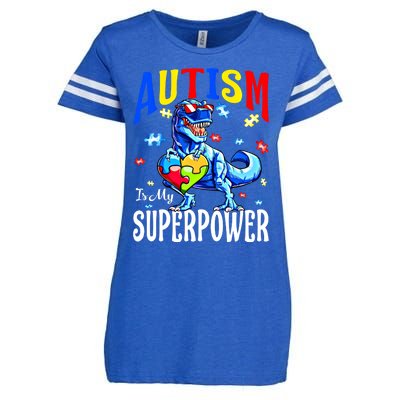 Autism Is My Super Power Autism Awareness Dinosaur Gift Enza Ladies Jersey Football T-Shirt