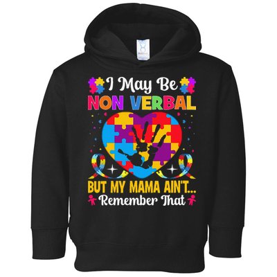 Autism I May Be Non Verbal But My Mama Ain't Remember That Toddler Hoodie