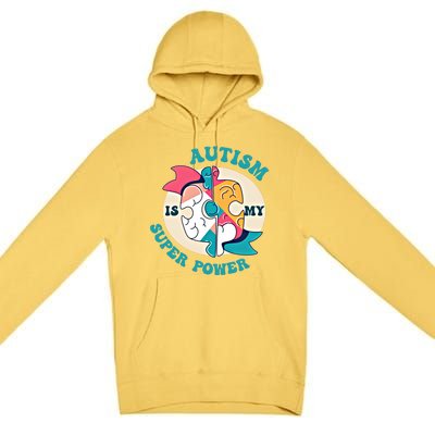 Autism Is My Super Power Awareness Day Month Colorful Puzzle Gift Premium Pullover Hoodie