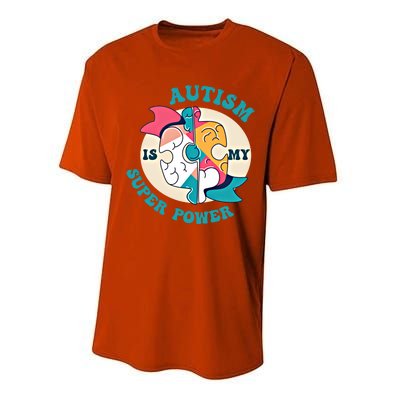 Autism Is My Super Power Awareness Day Month Colorful Puzzle Gift Performance Sprint T-Shirt