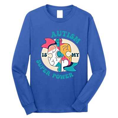 Autism Is My Super Power Awareness Day Month Colorful Puzzle Gift Long Sleeve Shirt