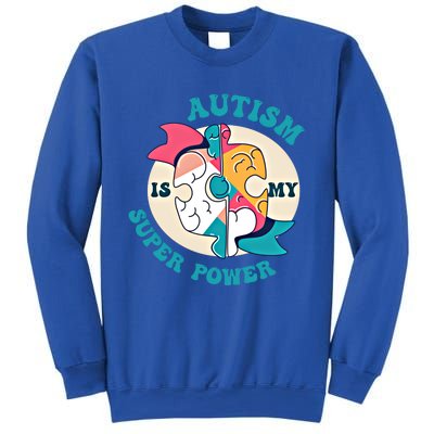 Autism Is My Super Power Awareness Day Month Colorful Puzzle Gift Sweatshirt