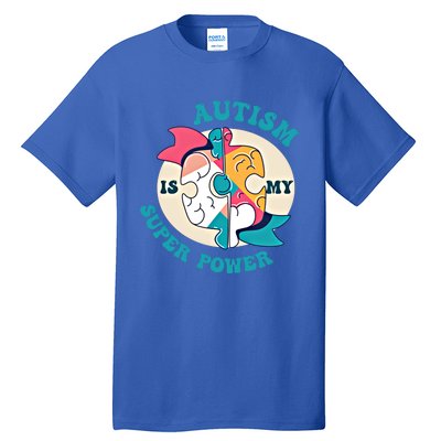 Autism Is My Super Power Awareness Day Month Colorful Puzzle Gift Tall T-Shirt