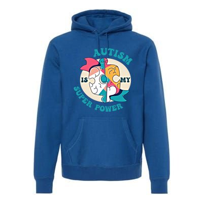 Autism Is My Super Power Awareness Day Month Colorful Puzzle Gift Premium Hoodie